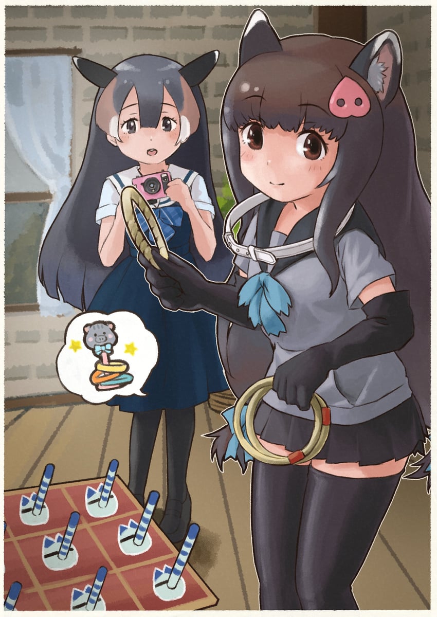 lucky beast, mountain tapir, and collared peccary (kemono friends and 1 more) drawn by toriny