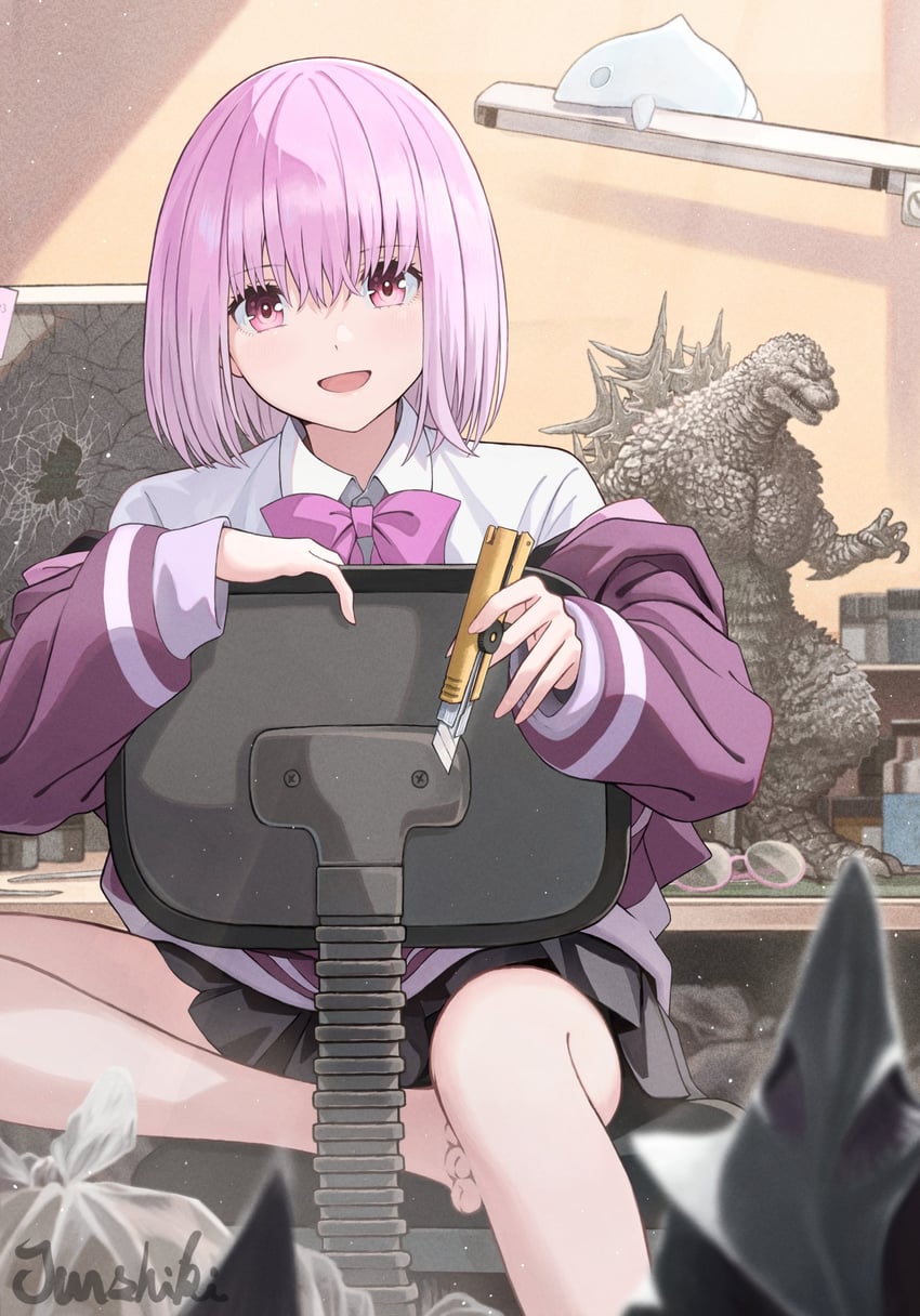 shinjou akane and godzilla (gridman universe and 3 more) drawn by junshiki
