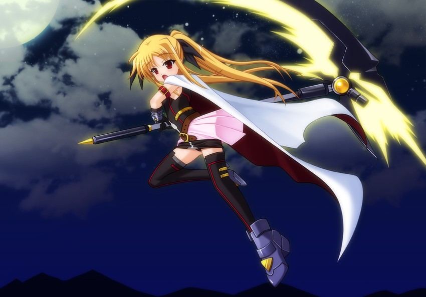 fate testarossa and bardiche (lyrical nanoha and 3 more) drawn by sanagi_(kamisiro)