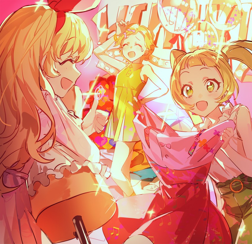hoshimiya ichigo, shinjo hinaki, and hinata ema (aikatsu! and 2 more) drawn by wata_(attaka_towel)