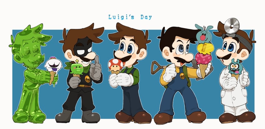 luigi, king boo, mr. l, gooigi, virus, and 3 more (mario and 7 more) drawn by mimimi_(mimimim9999)