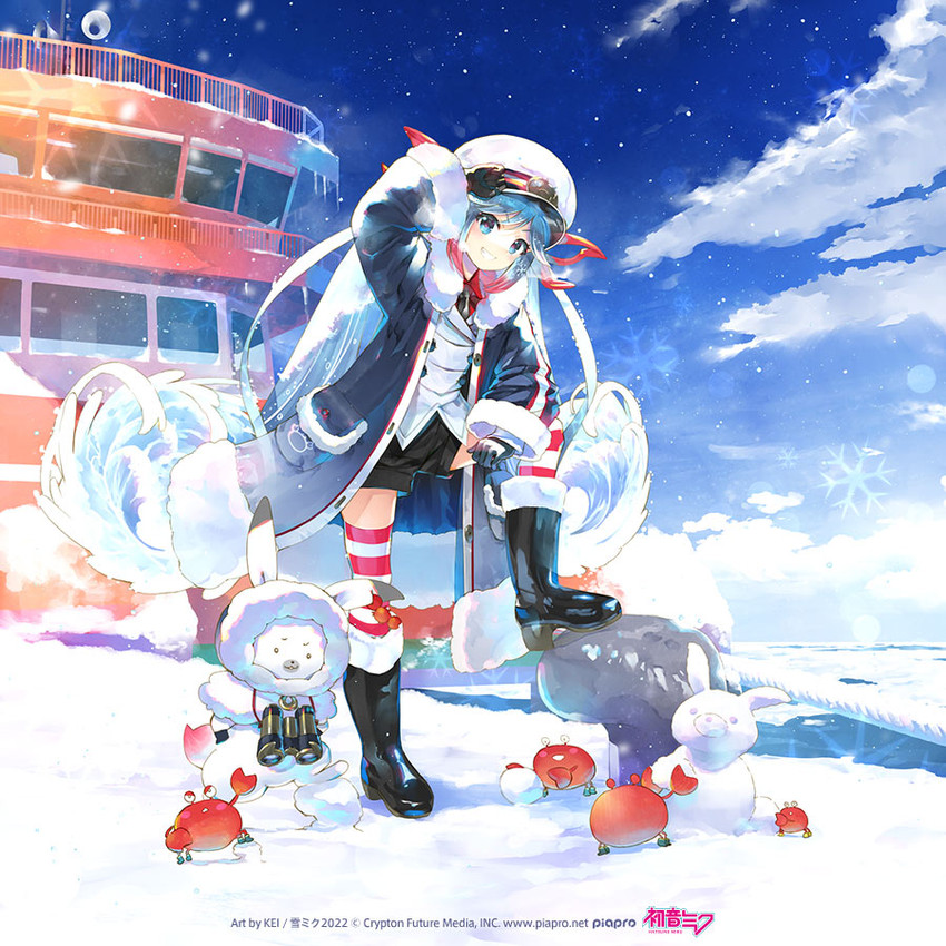 hatsune miku, yuki miku, and rabbit yukine (vocaloid) drawn by kei_(keigarou)