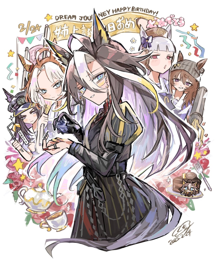 gold ship, nakayama festa, orfevre, dream journey, and fenomeno (umamusume) drawn by kumo_(mokumoku_warabi)