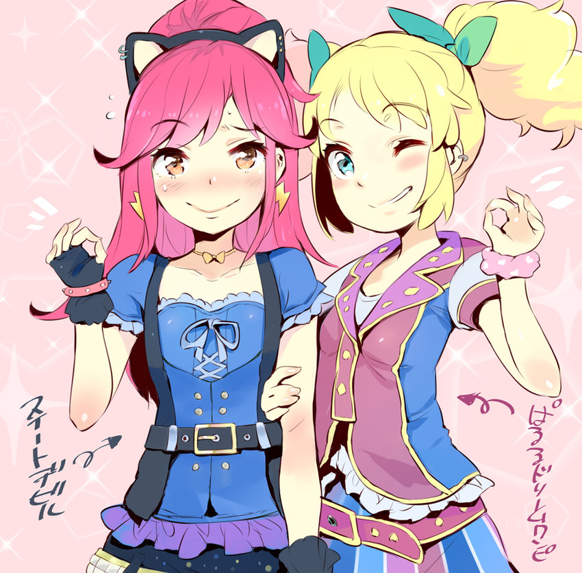 saegusa kii and otoshiro seira (aikatsu!) drawn by noripachi