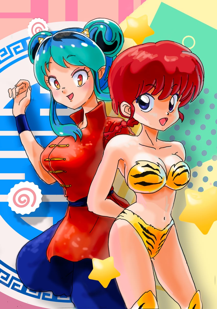 lum and ranma-chan (ranma 1/2 and 1 more) drawn by d_design_oku