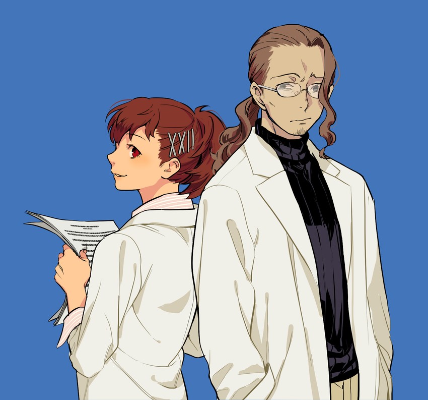 shiomi kotone and ikutsuki shuuji (persona and 2 more) drawn by ine_(goin)
