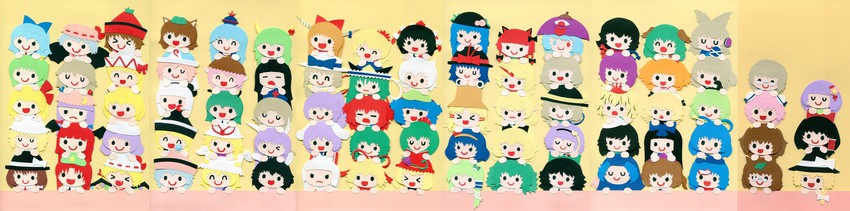 hakurei reimu, kirisame marisa, remilia scarlet, flandre scarlet, izayoi sakuya, and 77 more (touhou) drawn by poru_(tohopunk)