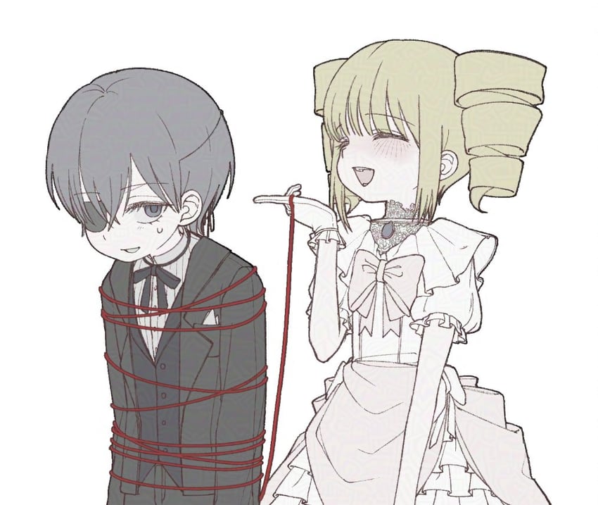ciel phantomhive and elizabeth ethel cordelia midford (kuroshitsuji) drawn by tjdsu69