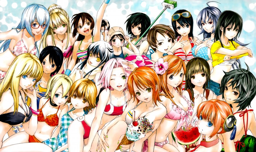 nami, haruno sakura, inoue orihime, kagura, kurokami medaka, and 16 more (one piece and 21 more) drawn by kawashita_mizuki