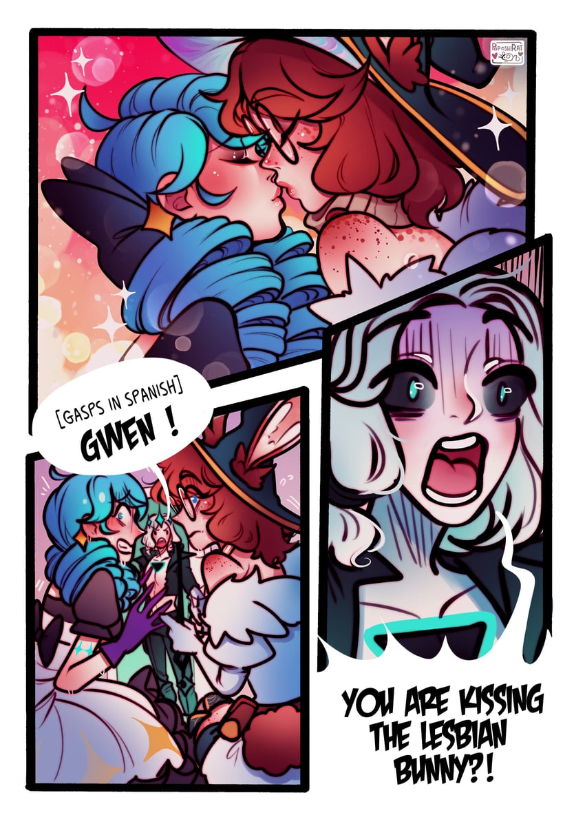 gwen, viego, and aurora (league of legends and 1 more) drawn by poposhirat