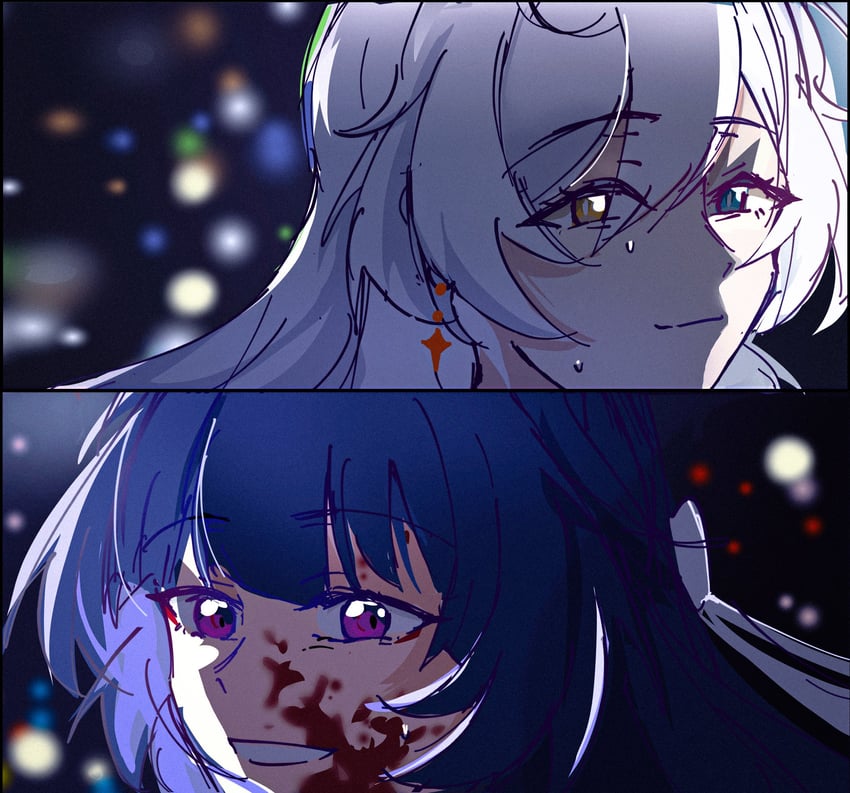 kiana kaslana and raiden mei (honkai and 2 more) drawn by fuyusayo