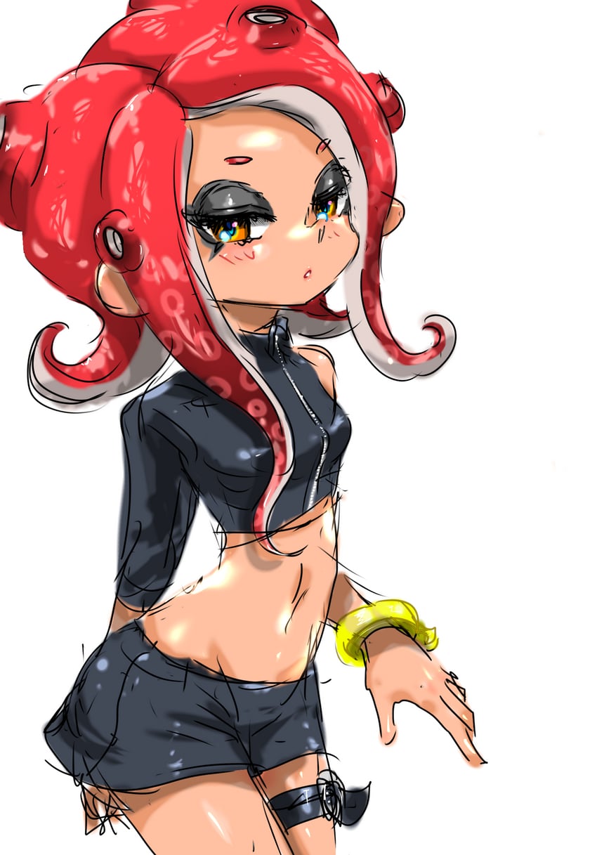 octoling player character, octoling girl, and agent 8 (splatoon and 2 more) drawn by koharu2.5