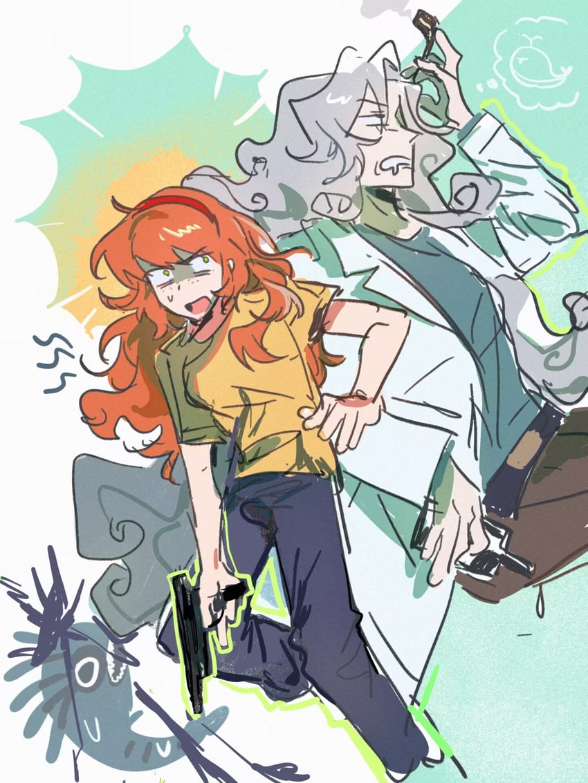 ishmael, ahab, rick sanchez, and morty smith (project moon and 2 more) drawn by wrong5166