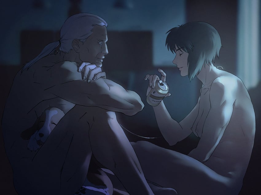 kusanagi motoko, batou, and gabriel (ghost in the shell) drawn by aizheajsee