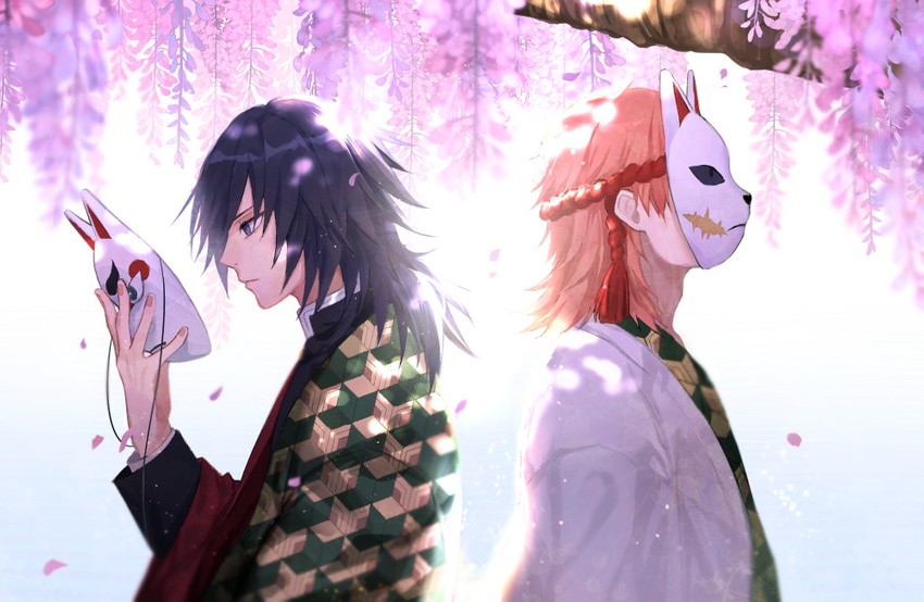 tomioka giyuu and sabito (kimetsu no yaiba) drawn by boja