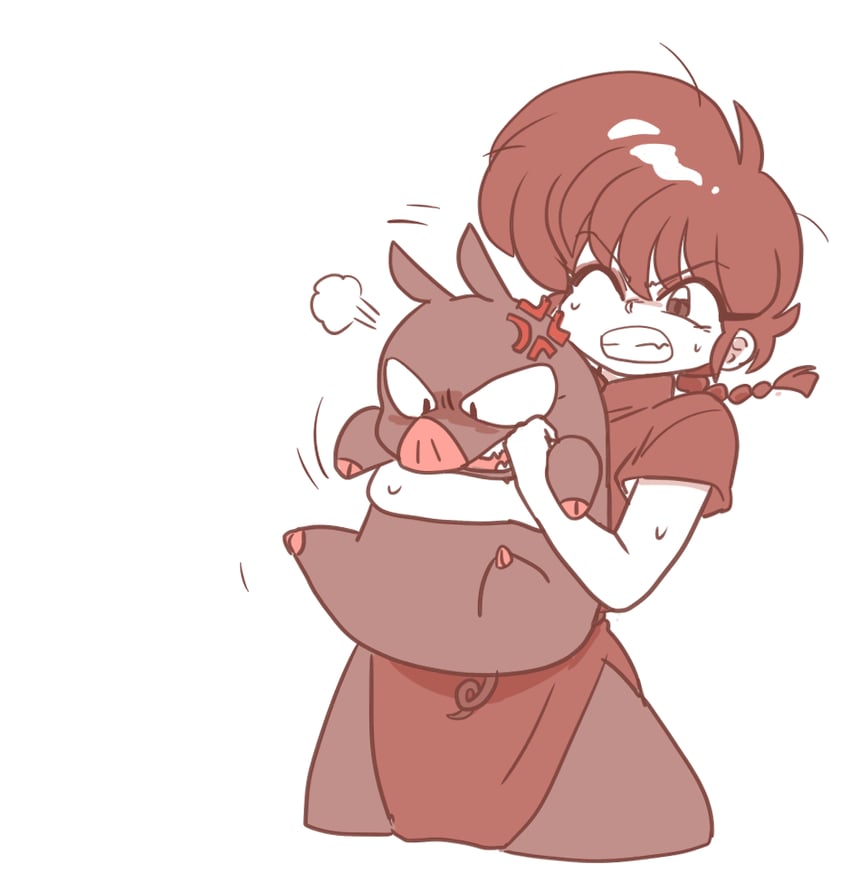 ranma-chan and p-chan (ranma 1/2) drawn by wanta_(futoshi)