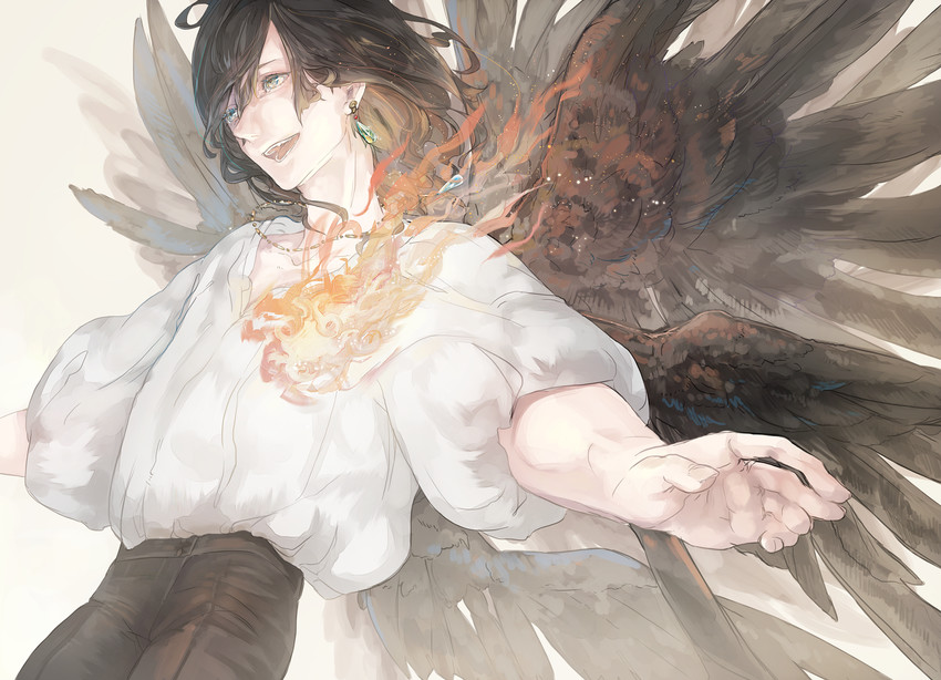howl pendragon and calcifer (studio ghibli and 1 more) drawn by mizutame_tori