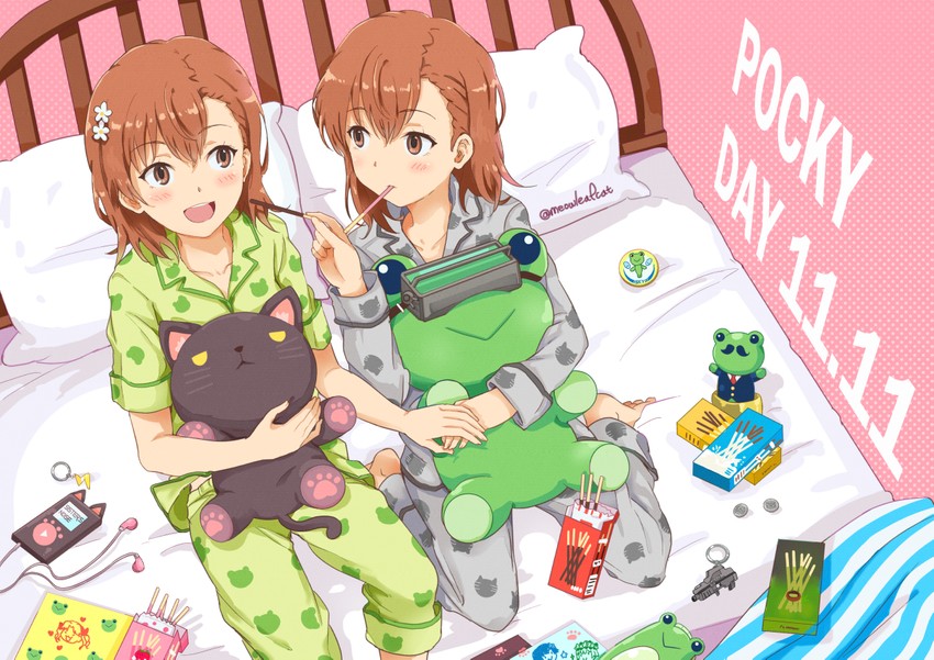 misaka mikoto, gekota, misaka imouto, misaka imouto 10032's cat, and misaka imouto 10032 (toaru majutsu no index and 1 more) drawn by ha_neko