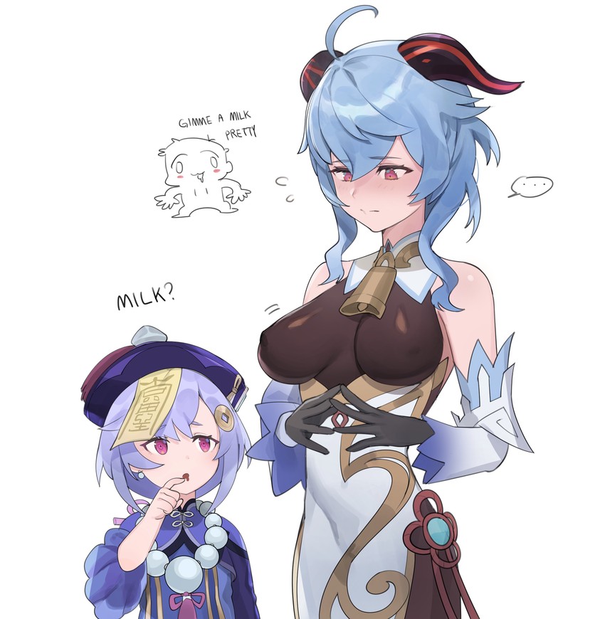 ganyu and qiqi (genshin impact) drawn by hood_(james_x)