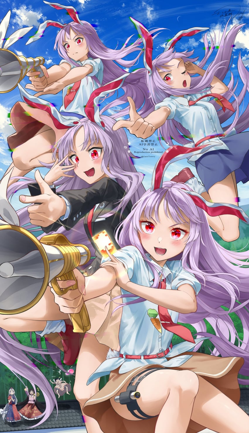 reisen udongein inaba, houraisan kaguya, inaba tewi, and yagokoro eirin (touhou and 4 more) drawn by otomeza_ryuseigun