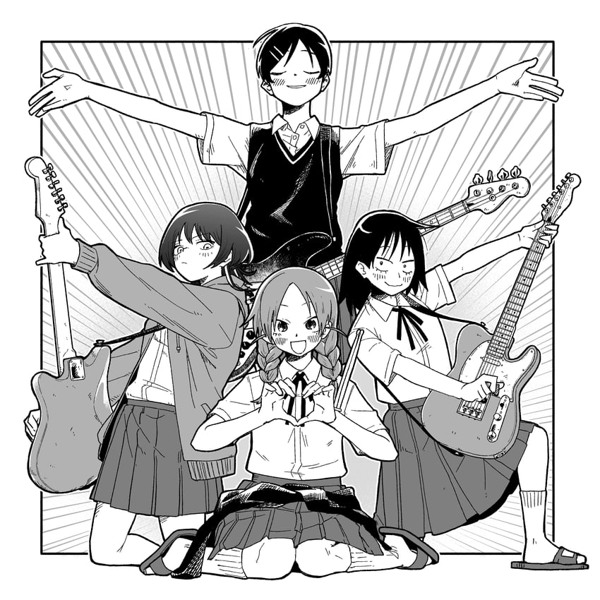 hatono chihiro, kouyama rin, fujii ayame, and uchida momo (futsuu no keion-bu) drawn by mangakashibou