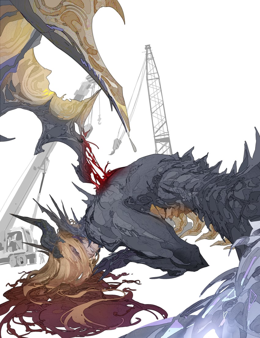 zenos yae galvus and shinryuu (final fantasy and 1 more) drawn by pydiyudie