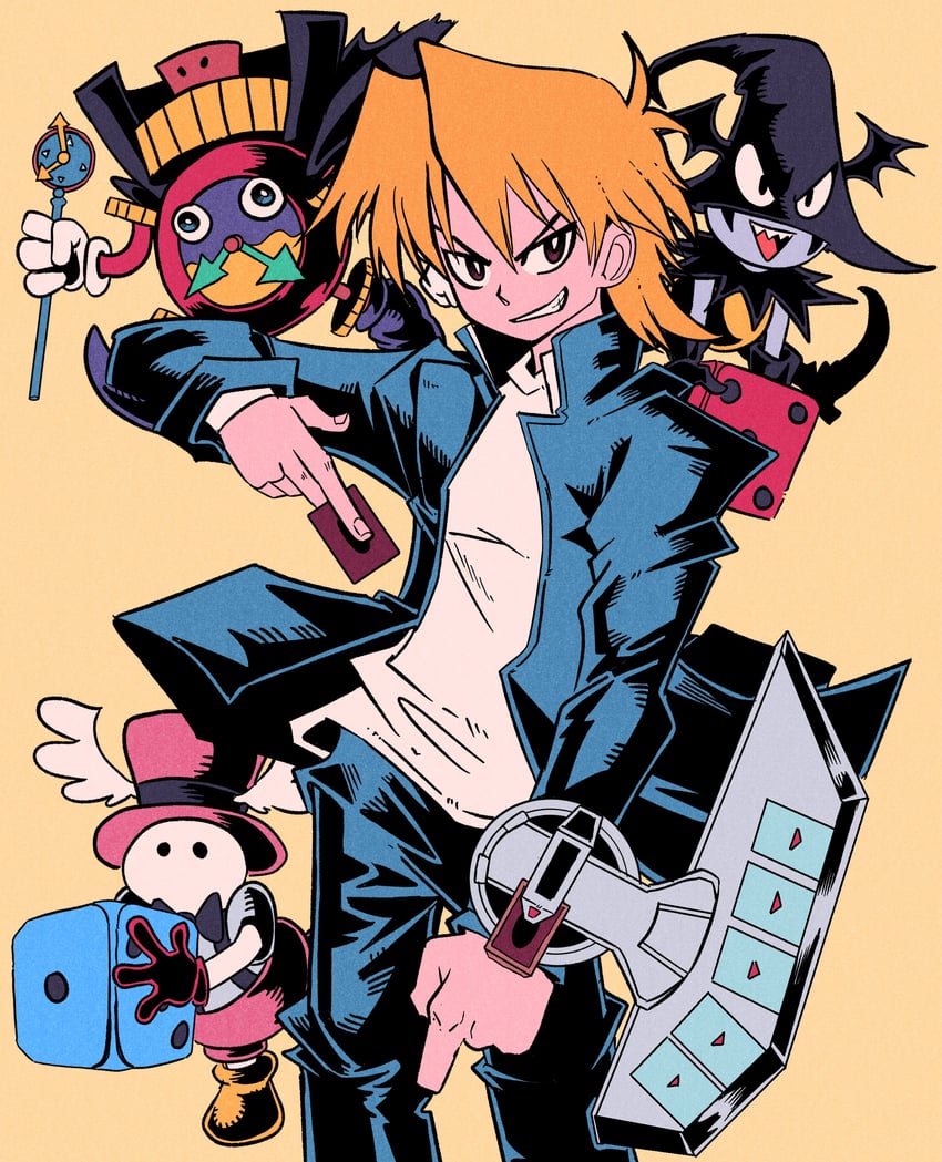 jonouchi katsuya, time wizard, takahashi kazuki, graceful dice, and skull dice (yu-gi-oh! and 1 more) drawn by vakodraws