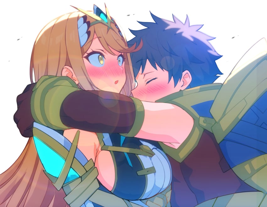 mythra and rex (xenoblade chronicles and 1 more) drawn by kakk_e
