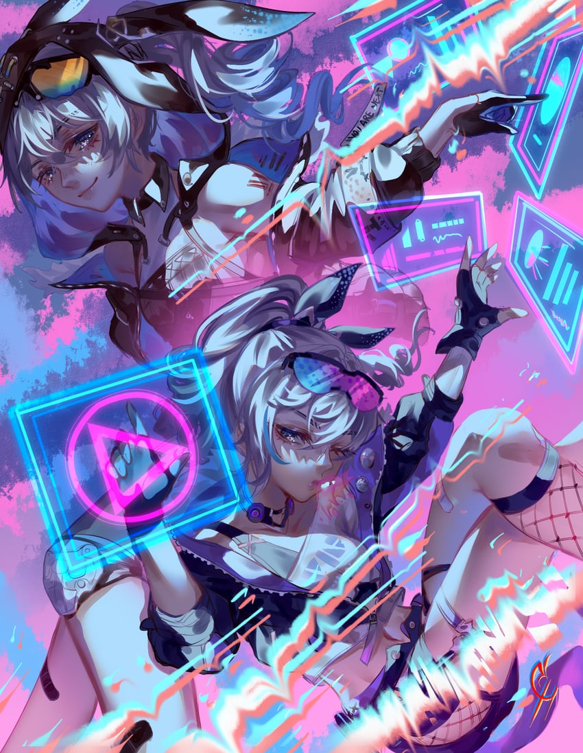 bronya zaychik and silver wolf (honkai and 2 more) drawn by coconuthound