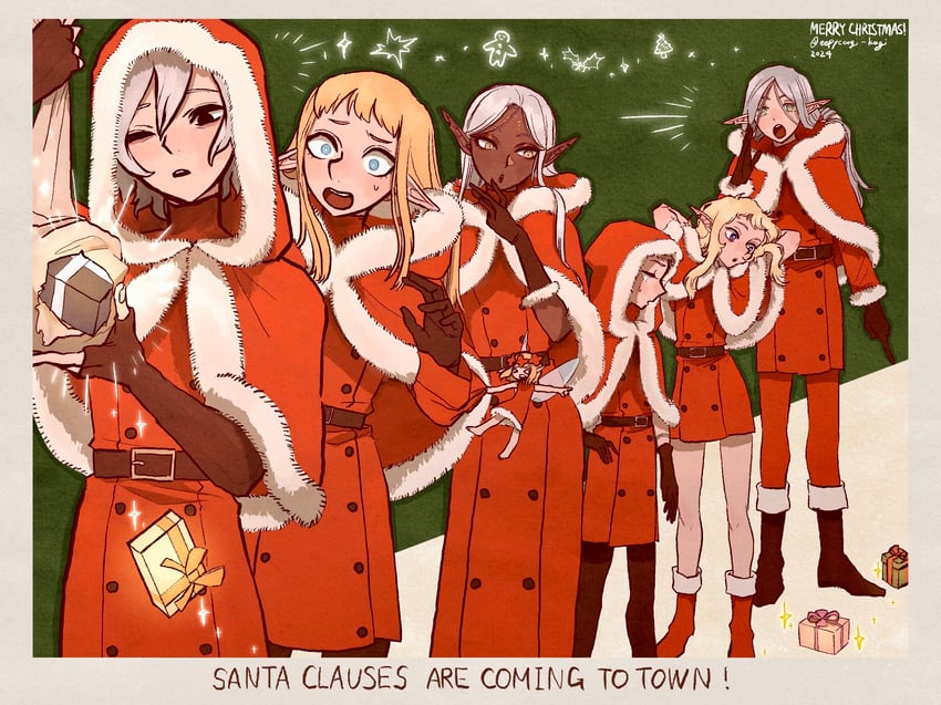 mithrun, fleki, lycion, cithis, pattadol, and 1 more (dungeon meshi) drawn by pachix2_corgi