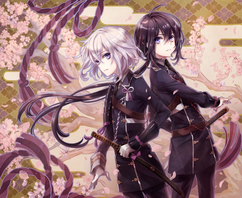 namazuo toushirou and honebami toushirou (touken ranbu) drawn by fylus