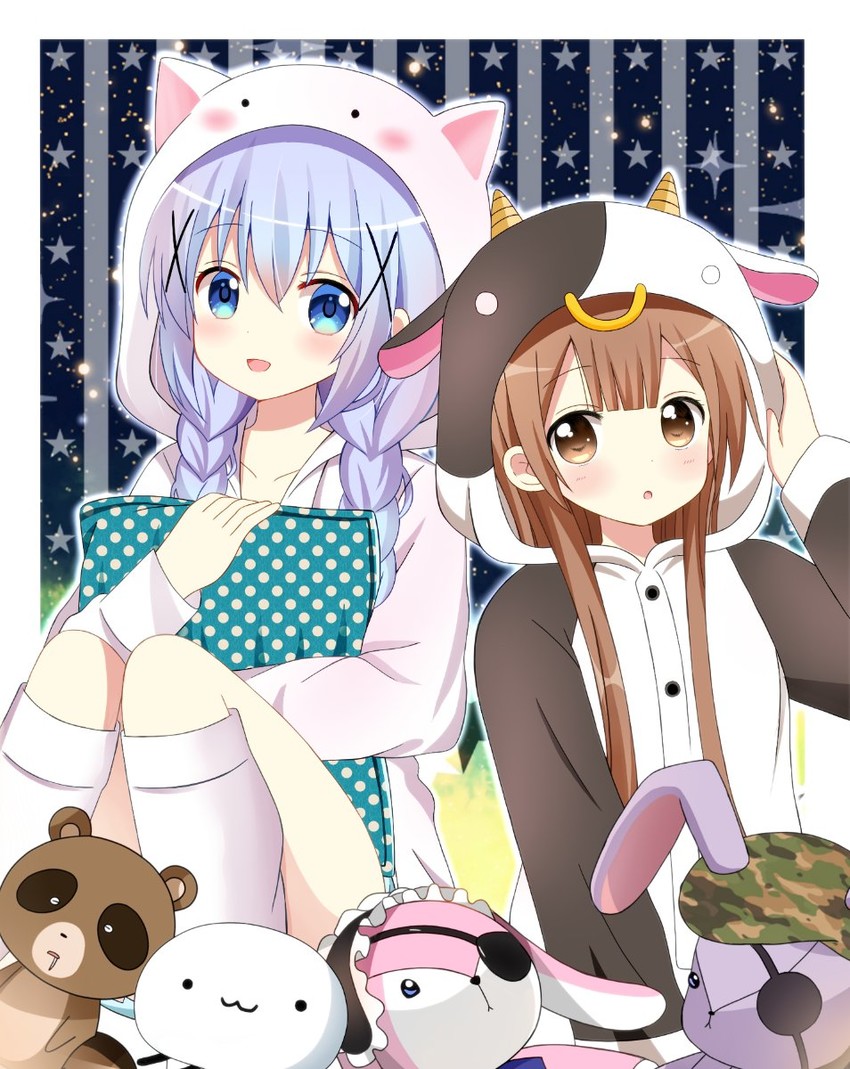 kafuu chino, tippy, oomuro hanako, and namori (gochuumon wa usagi desu ka? and 1 more) drawn by ryoutan