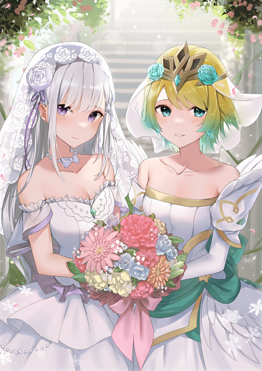 emilia, takahashi rie, and fjorm (fire emblem and 2 more) drawn by haru_(nakajou-28)