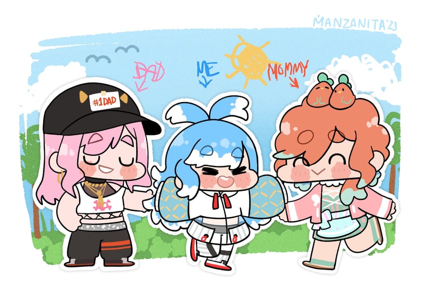 mori calliope, takanashi kiara, and kobo kanaeru (hololive and 2 more) drawn by crmanzana