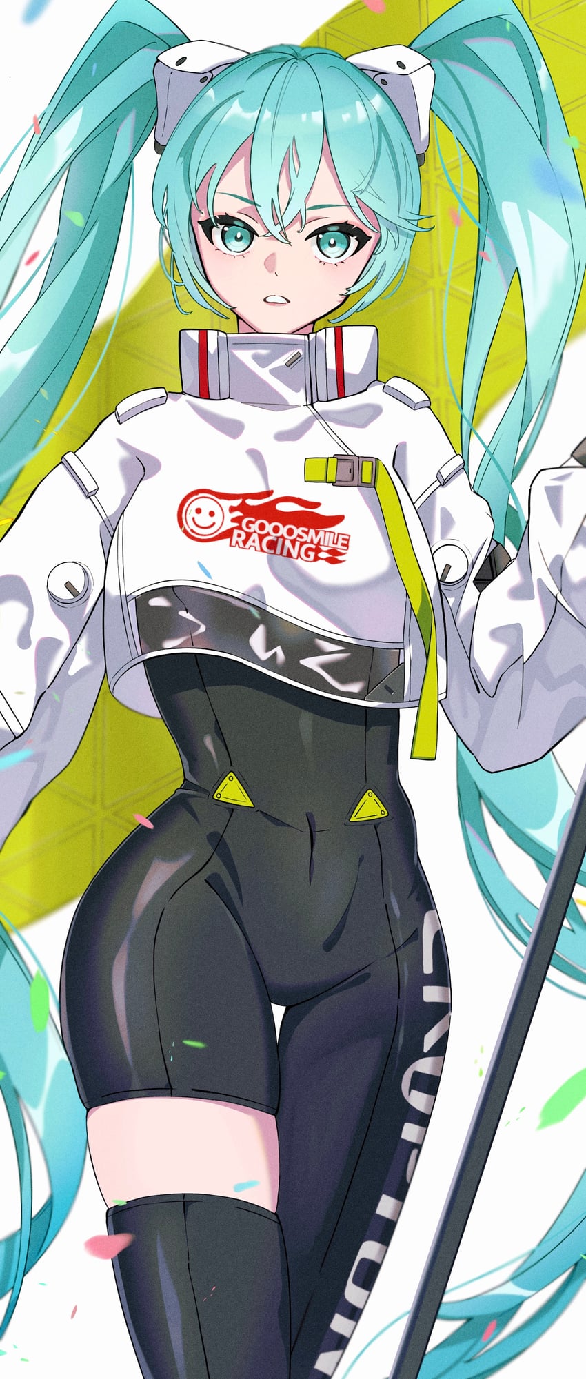 hatsune miku and racing miku (vocaloid and 1 more) drawn by pili_0