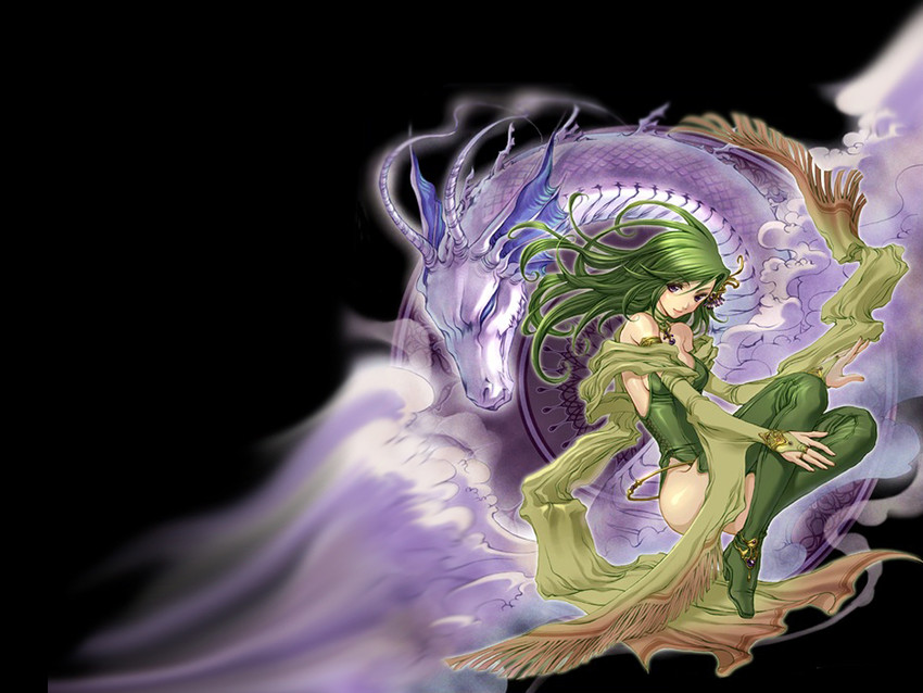 rydia and mist dragon (final fantasy and 1 more) drawn by amazio_komeko