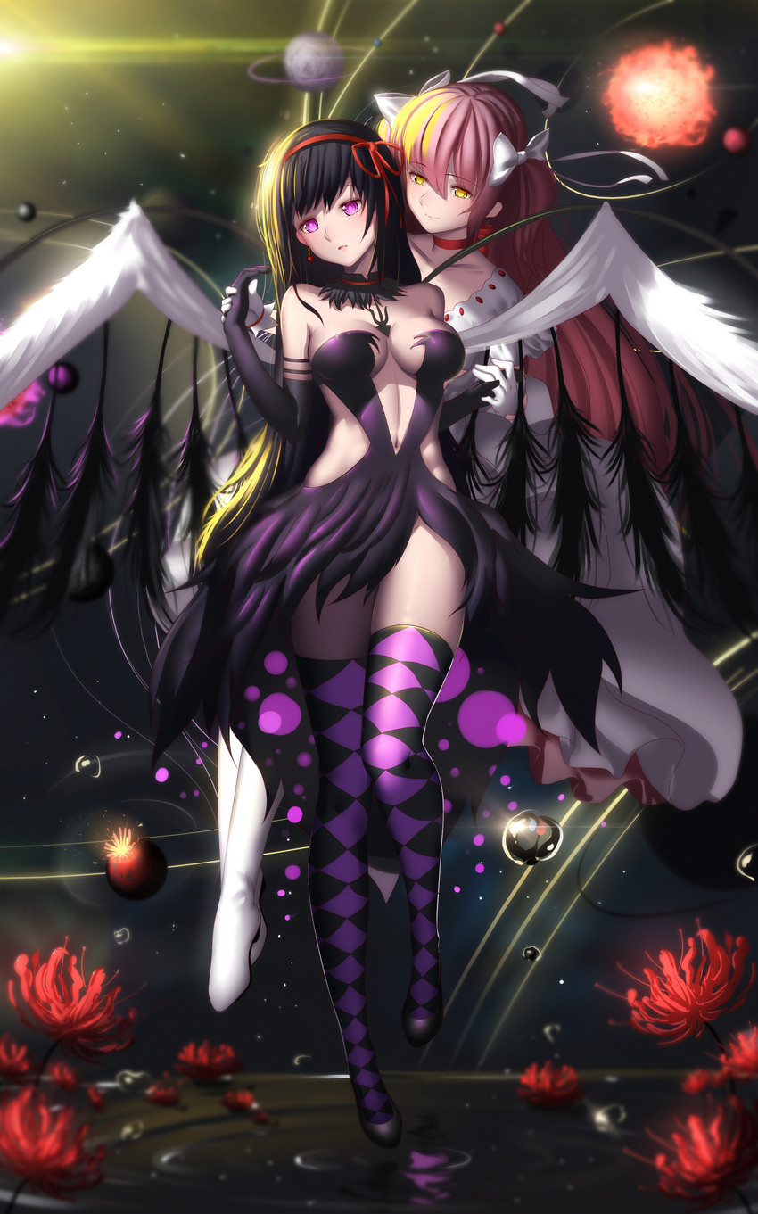 akemi homura, kaname madoka, ultimate madoka, and akuma homura (mahou shoujo madoka magica and 1 more) drawn by hk_(hk)