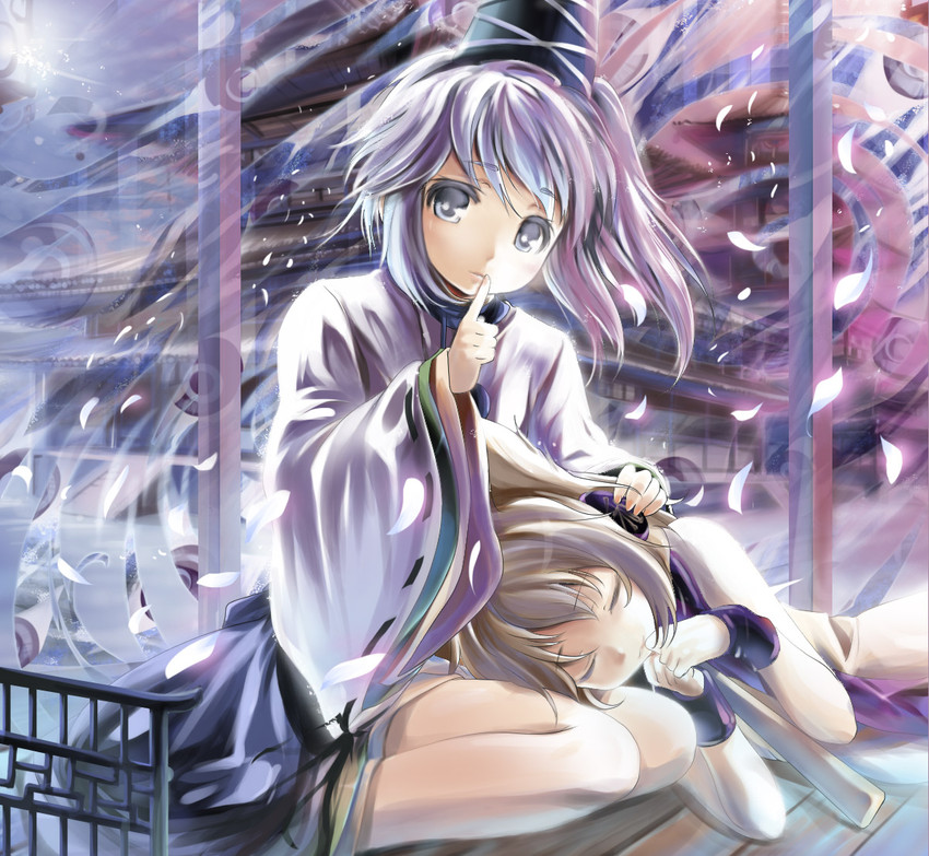 toyosatomimi no miko and mononobe no futo (touhou) drawn by yakumo_shibata