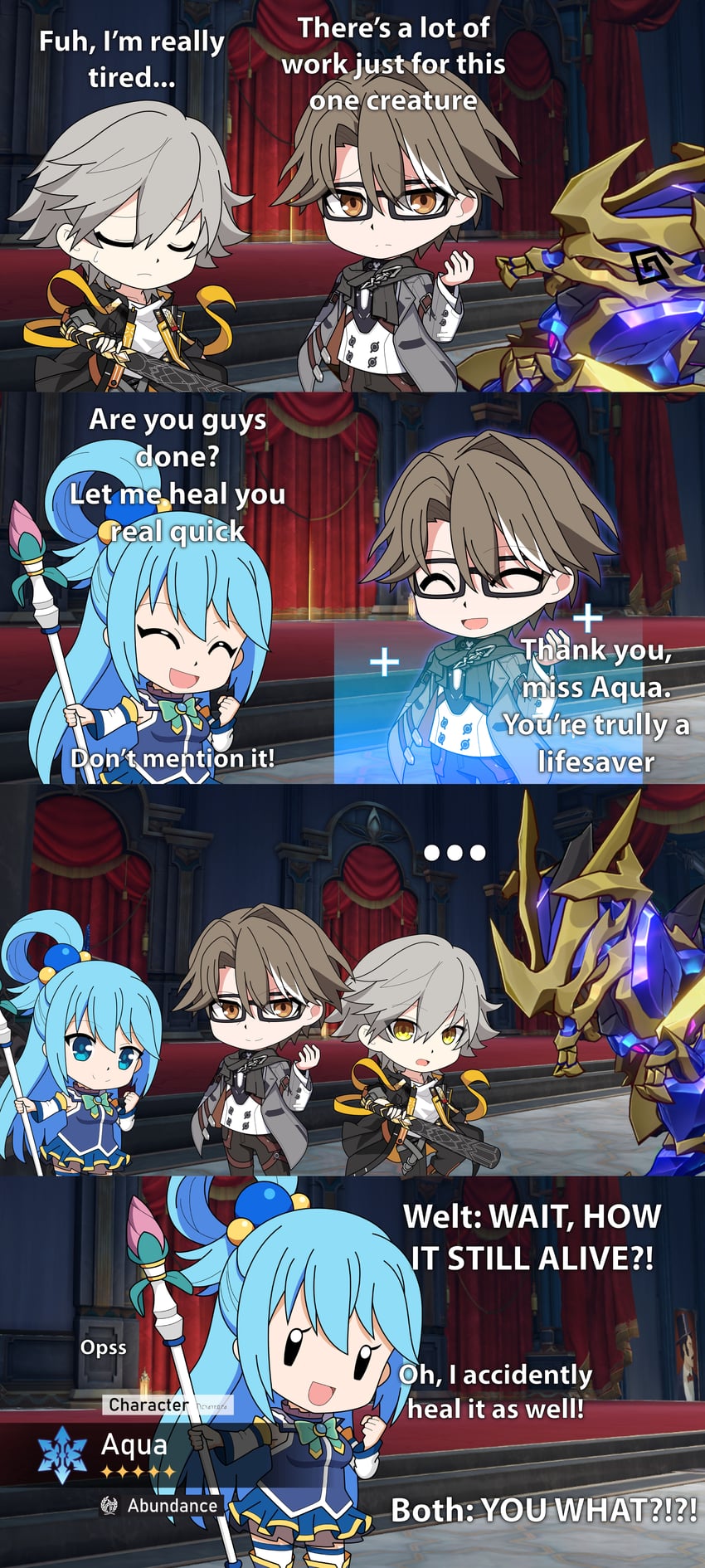 trailblazer, aqua, caelus, and welt yang (honkai and 2 more) drawn by gatalmanz
