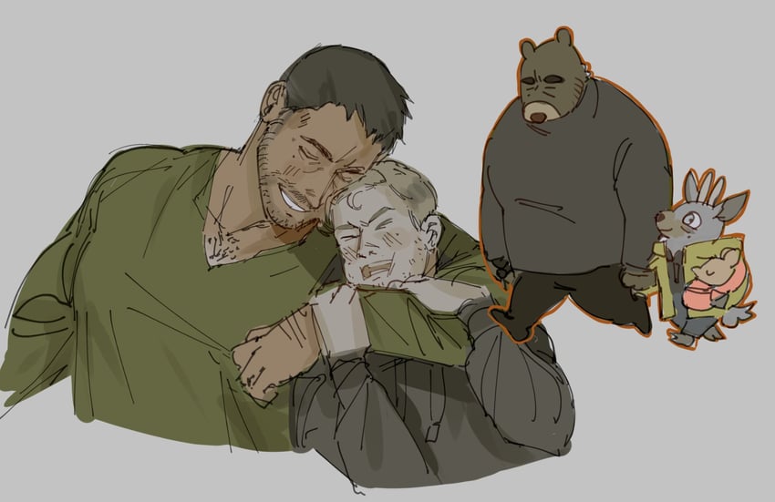 chris redfield and ethan winters (resident evil and 1 more) drawn by coffeebrownn