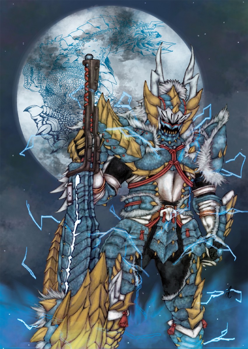 monster hunter and zinogre (monster hunter and 1 more) drawn by ato_(ato-k)