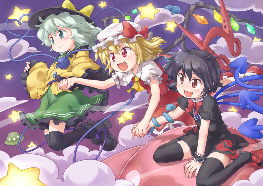 flandre scarlet, komeiji koishi, and houjuu nue (touhou) drawn by kurotama_(avino)