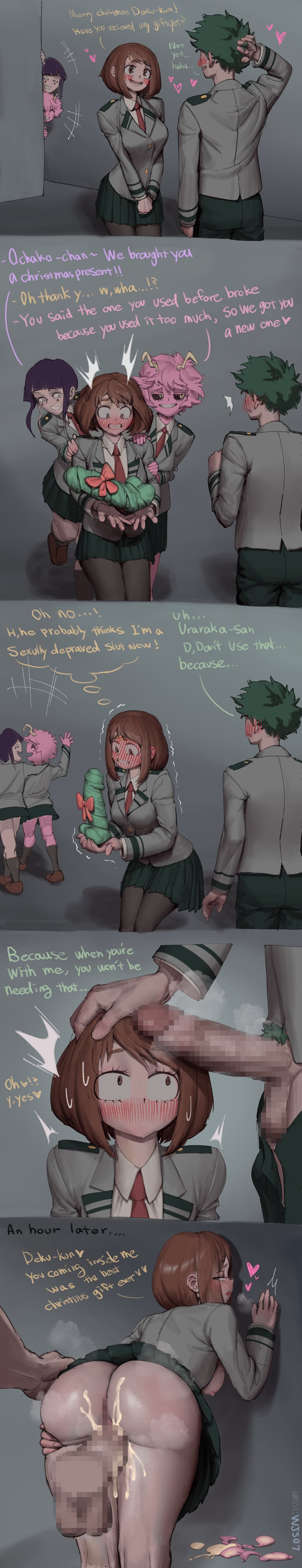 midoriya izuku, uraraka ochaco, ashido mina, and jiro kyoka (boku no hero academia) drawn by wjs07