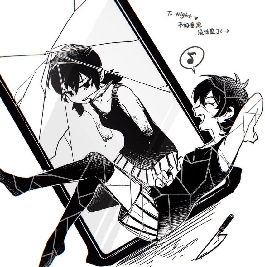 omori and shattered omori (omori) drawn by niu_tata