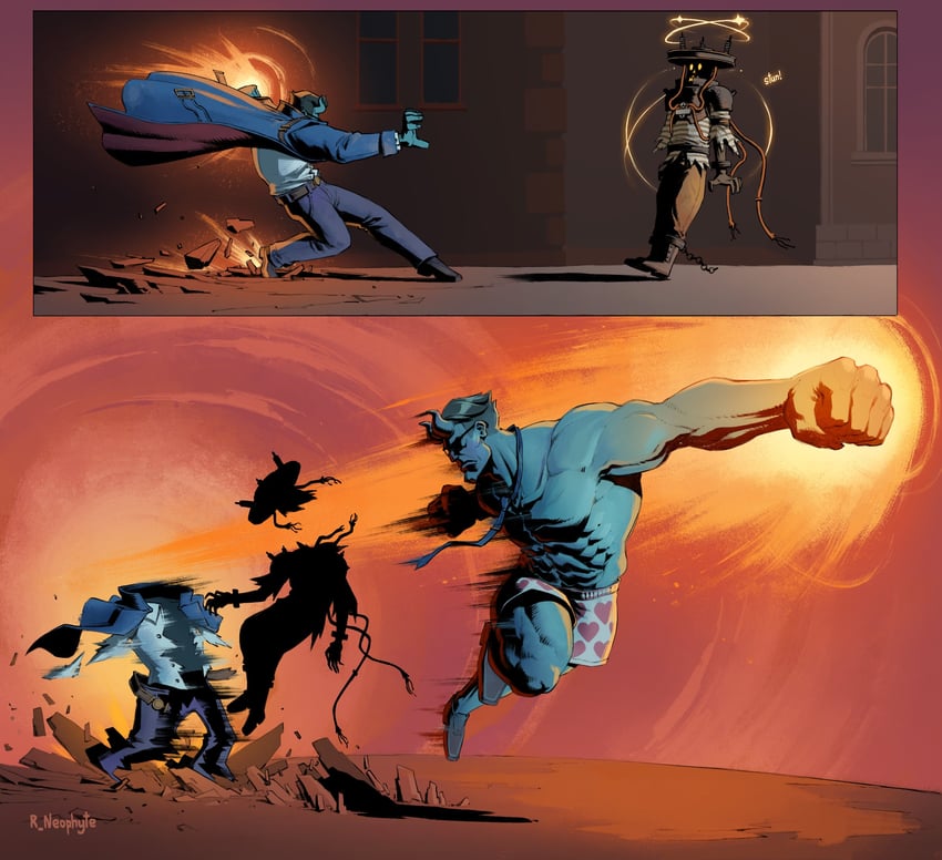 slayer, abrams, and seven (guilty gear and 1 more) drawn by roving_neophyte