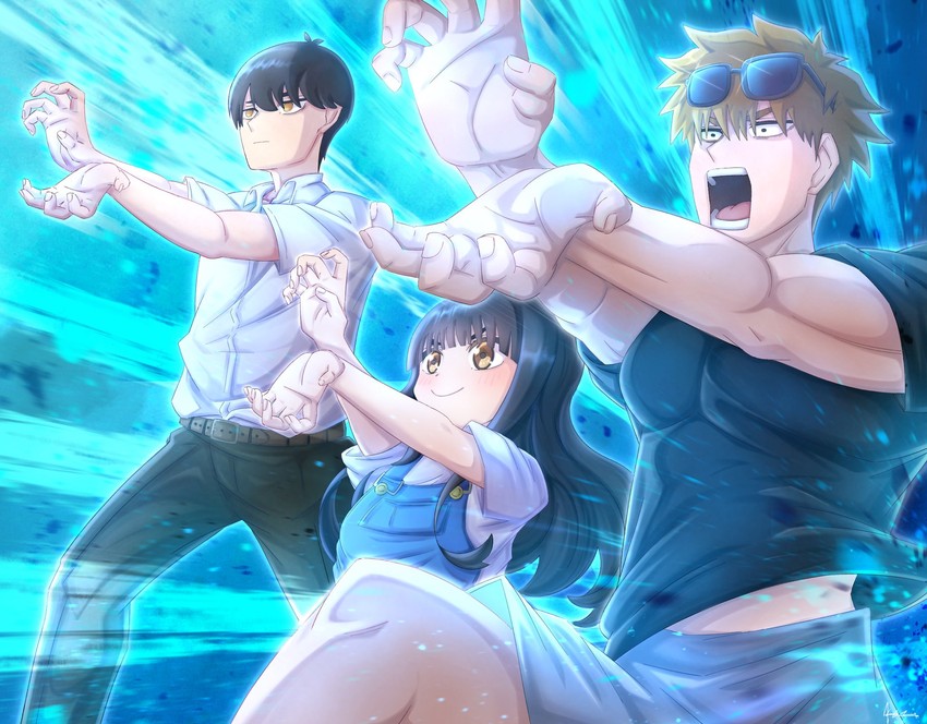 uesugi fuutarou, uesugi raiha, and uesugi isanari (dragon ball and 2 more) drawn by ryuunosuke_(ryunosuke_625)