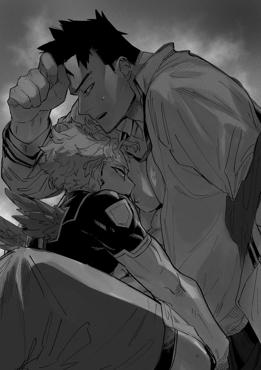 endeavor and hawks (boku no hero academia) drawn by migi_(mm86262394)
