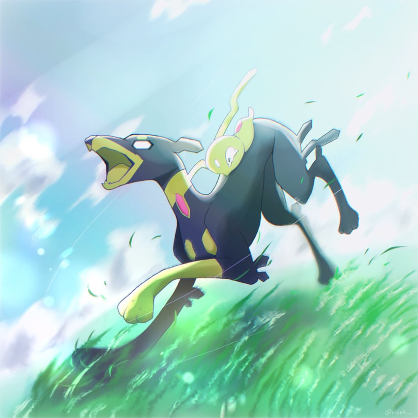 zygarde and zygarde core (pokemon) drawn by rize_(r)