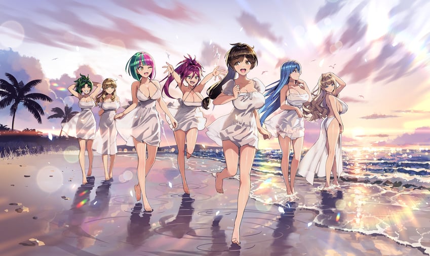 yamaba yume, kirahoshi kanna, nayuki hiori, ayato utae, harunami anri, and 2 more (dolphin wave) drawn by ootomo_takuji