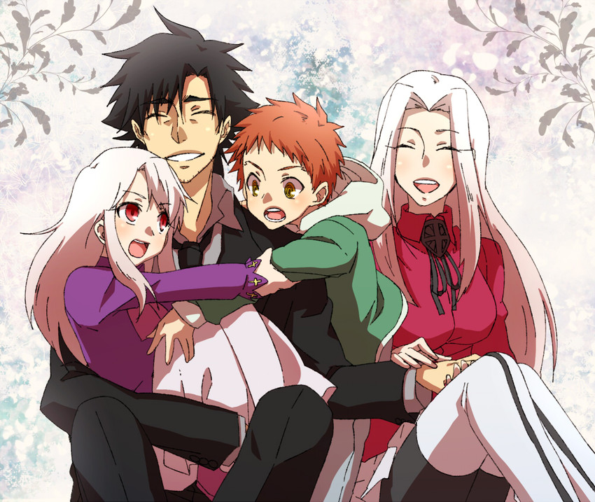 illyasviel von einzbern, emiya shirou, emiya kiritsugu, and irisviel von einzbern (fate and 1 more) drawn by magosaki